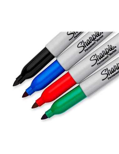 Marqueur permanent sharpie pointe fine 0,9mm encres assorties standard blister 4 couleurs.