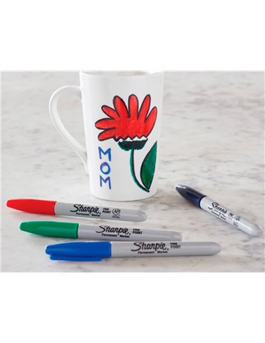 Marqueur permanent sharpie pointe fine 0,9mm encres assorties standard blister 4 couleurs.