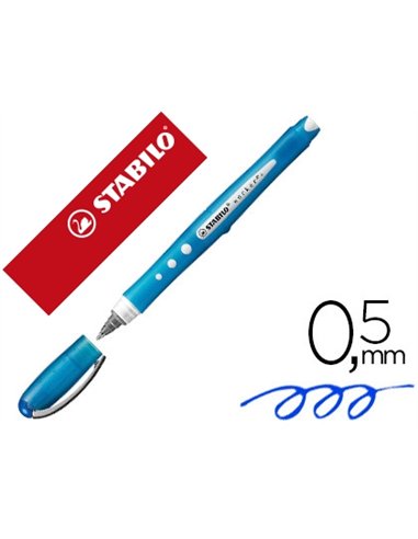 Roller stabilo worker colorful pointe conique encre liquide base eau non rechargeable corps couleur encre bleu.