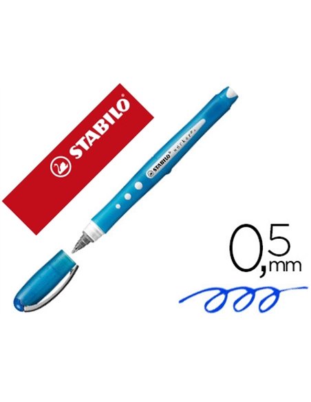 Roller stabilo worker colorful pointe conique encre liquide base eau non rechargeable corps couleur encre bleu.