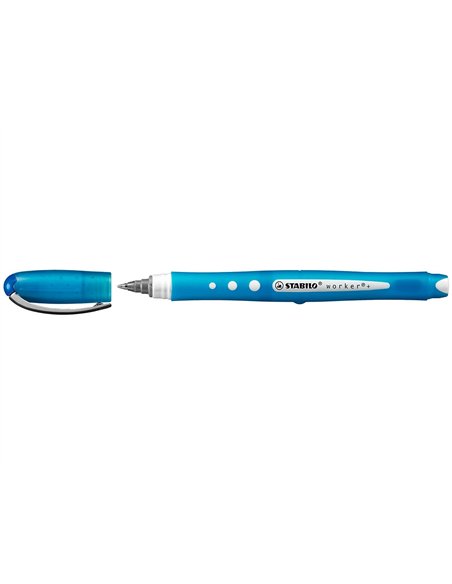 Roller stabilo worker colorful pointe conique encre liquide base eau non rechargeable corps couleur encre bleu.