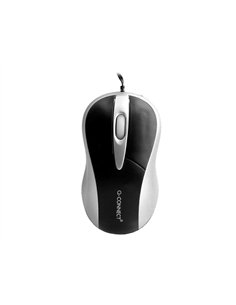 Souris mini q-connect filaire optique 800dpi 3 boutons molette mouvement horizontal vertical usb coloris noir.