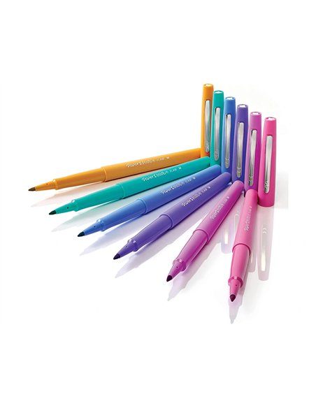 Stylo-feutre paper mate flair original pointe moyenne 1 mm longue durée de vie pochette 6 coloris tropical.