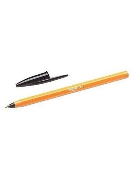 Stylo bille Bic Orange Original Fine - Pointe ronde 0,8 mm - Trait 0,30 mm - Encre à l'huile - Corps orange - Noir