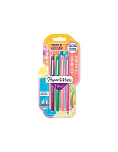 Feutre ecriture paper mate flair tropical pointe moyenne 0,7mm encres assorties blister 8 couleurs. 2