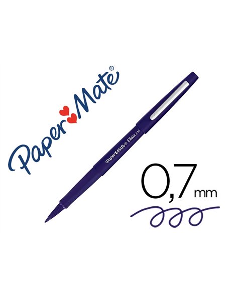 Feutre ecriture paper mate flair pointe moyenne 0,7mm encre bleu marine.