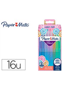 Feutre ecriture paper mate flair candy pop pointe moyenne pochette 16 unites assorties.