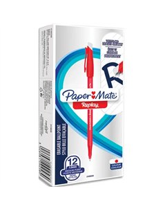 Stylo-bille paper mate replay colors gommmable pointe moyenne 1,0mm trace 0,8mm coloris rouige.