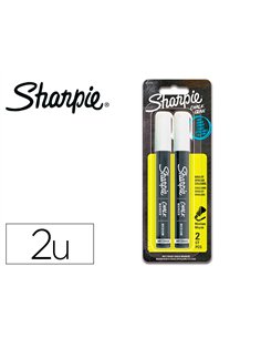Marqueurs craie sharpie chalk pointe medium ogive blister 2 coloris blanc.