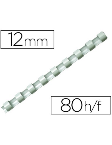 Anneau plastique à relier q-connect capacité 80f 12mm diamètre coloris blanc boîte 100 unités