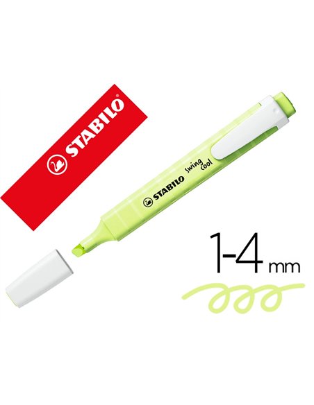 Surligneur stabilo swing cool pastel edition format stylo pointe biseautee trace 1/4mm clip coloris zeste de citron.
