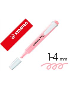 Surligneur stabilo swing cool pastel edition format stylo pointe biseautee trace 1/4mm clip coloris petale de rose.