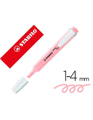 Surligneur stabilo swing cool pastel edition format stylo pointe biseautee trace 1/4mm clip coloris petale de rose.