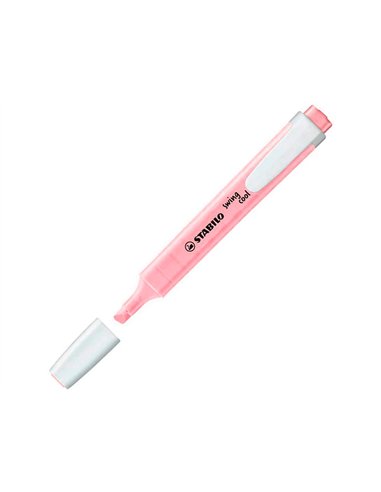 Surligneur stabilo swing cool pastel edition format stylo pointe biseautee trace 1/4mm clip coloris petale de rose.