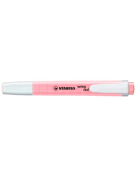 Surligneur stabilo swing cool pastel edition format stylo pointe biseautee trace 1/4mm clip coloris petale de rose.