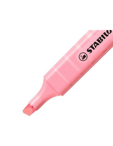 Surligneur stabilo swing cool pastel edition format stylo pointe biseautee trace 1/4mm clip coloris petale de rose.