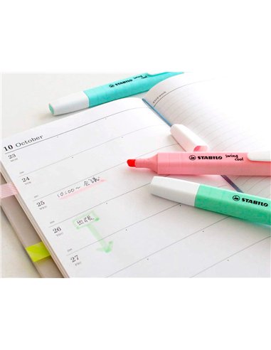 Surligneur stabilo swing cool pastel edition format stylo pointe biseautee trace 1/4mm clip coloris petale de rose.