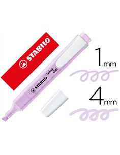 Surligneur stabilo swing cool pastel modèle de poche avec agrafe tracé 1/4mm coloris brume de lilas.