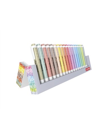 Surligneur stabilo swing cool naturecolors pointe biseautee largeur trace 1/4mm coloris assortis pack chevalet 18 uni.