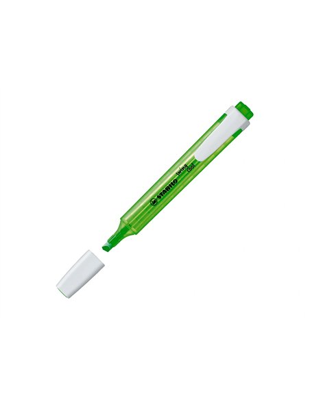 Surligneur stabilo swing cool modèle de poche avec agrafe tracé 1/3mm encre liquide pigmentée visible coloris vert.