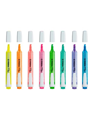 Surligneur stabilo swing cool modèle de poche avec agrafe tracé 1/3mm encre liquide pigmentée visible coloris vert.