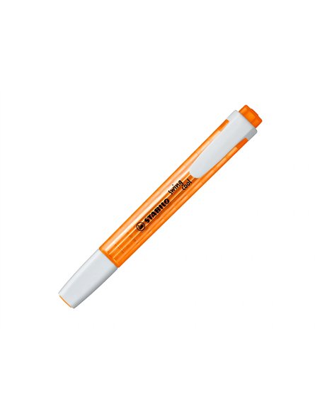 Surligneur stabilo swing cool modèle de poche avec agrafe tracé 1/3mm encre liquide pigmentée visible coloris orange.