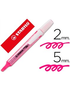 Surligneur stabilo swing cool modèle de poche avec agrafe tracé 1/3mm encre liquide pigmentée visible coloris rose.