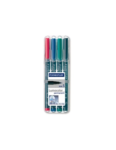 Stylo-feutre staedtler lumocolor permanent pointe extra fine multi-supports séchage immédiat résistant eau pochette 4u.