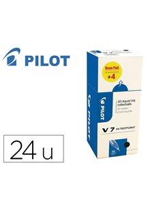 Pack roller pilot v7 pointe aiguille 0.7 mm avec regulateur d encre 16 + 4 offerts coloris noir.