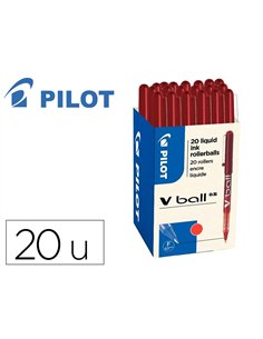 Pack roller pilot v-ball pointe conique 1.5 mm 16 + 4 offerts coloris rouge.