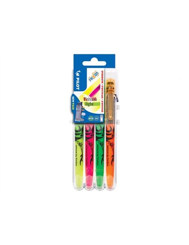 Surligneurs pilot frixion light effacable embout special pointe biseautee jaune rose vert orange -.