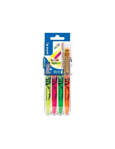 Surligneurs pilot frixion light effacable embout special pointe biseautee jaune rose vert orange -.