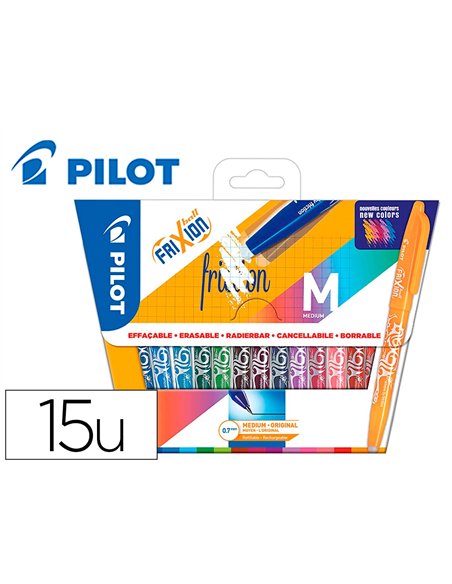 Rollers pilot frixion ball effacable encre thermosens rechargeable pointe moyenne assorties pochette de 15.