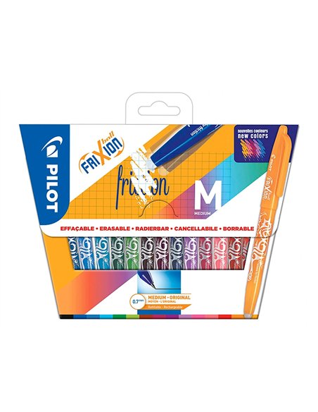 Rollers pilot frixion ball effacable encre thermosens rechargeable pointe moyenne assorties pochette de 15.