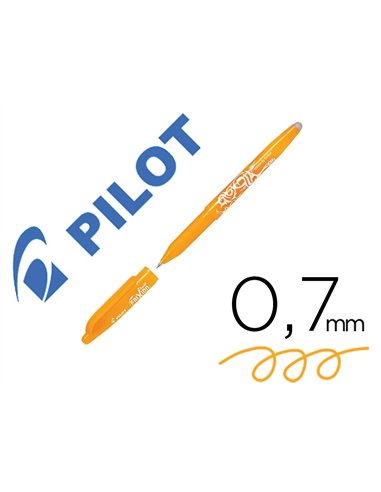 Roller pilot frixion ball clicker retractable ecriture moyenne pointe 0,7mm encre gel rechargeable col. Orange abricot.