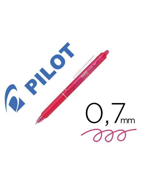 Roller pilot frixion ball clicker retractable ecriture moyenne pointe 0,7mm encre gel rechargeable coloris rose corail.