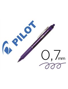 Roller pilot frixion ball clicker retractable ecriture moyenne pointe 0,7mm encre gel rechargeable coloris mauve.