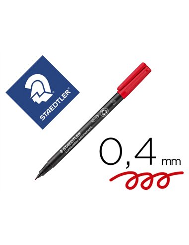 Stylo-feutre staedtler lumocolor permanent pointe extra fine multi-supports séchage immédiat résistant eau coloris rouge.