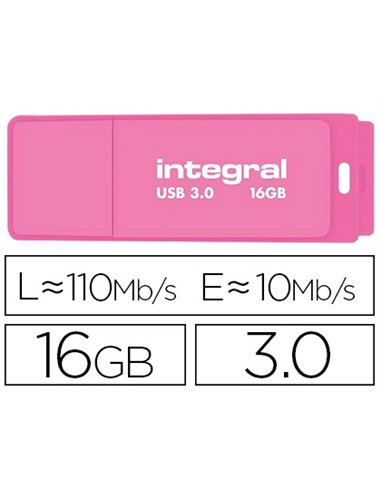 Clé usb intégral 3.0 16gb écriture 10mb/s lecture 110mb/s coloris néon rose.