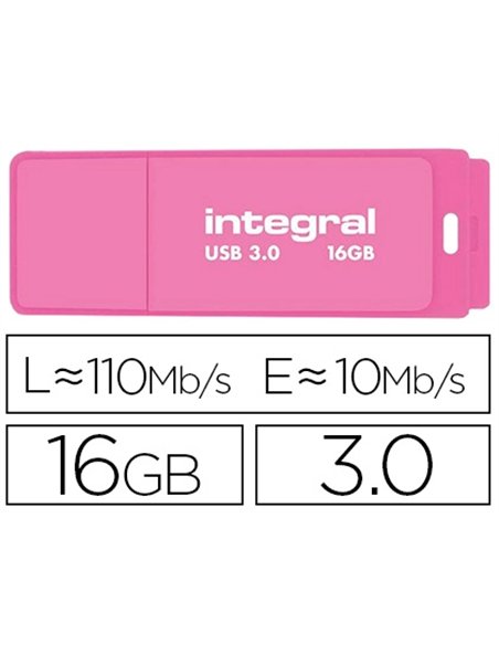 Clé usb intégral 3.0 16gb écriture 10mb/s lecture 110mb/s coloris néon rose.