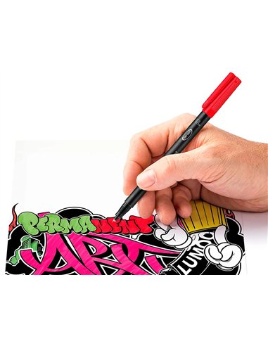 Marqueur staedtler permanent dry safe lumocolor 318 pointe fine 0,6mm coloris assrotis etui de 10 feutres.
