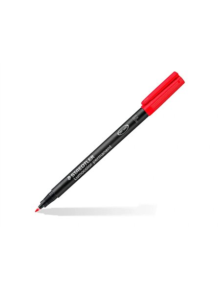 Marqueur staedtler permanent dry safe lumocolor 318 pointe fine 0,6mm coloris assrotis etui de 6 feutres.