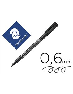 Stylo-feutre staedtler lumocolor permanent pointe fine 0.6mm multi-supports séchage immédiat résistant eau coloris noir.