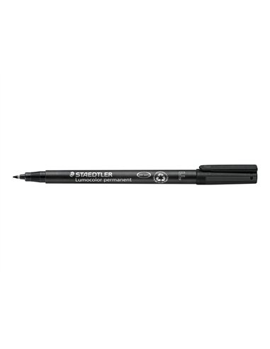 Stylo-feutre staedtler lumocolor permanent pointe fine 0.6mm multi-supports séchage immédiat résistant eau coloris noir.