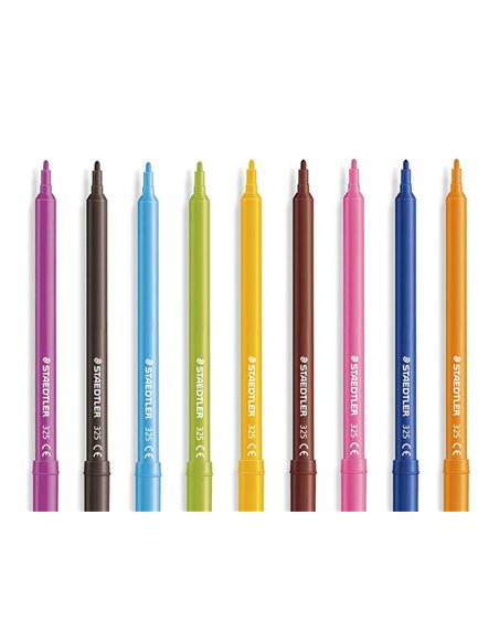 Stylo feutre staedtler 325 pointe moyenne 1mm pack de 12 couleurs assorties.