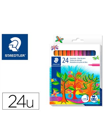 Stylo feutre staedtler 325 pointe moyenne 1mm pack de 24 couleurs assorties.