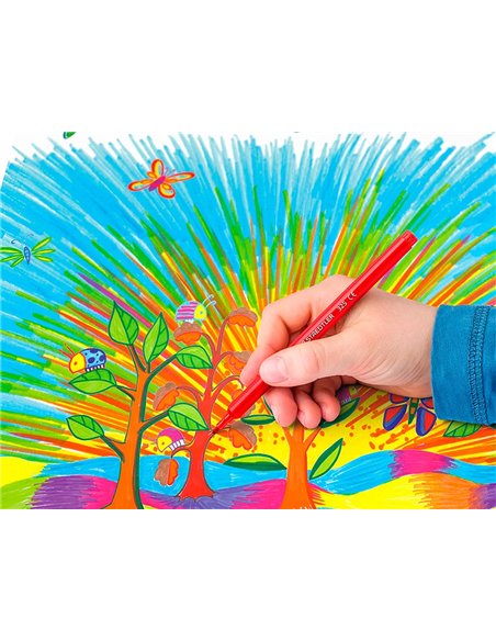 Stylo feutre staedtler 325 pointe moyenne 1mm pack de 24 couleurs assorties.