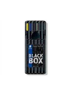 Etui staedtler triplus set 6 unites 2 feutres 1 bleu 1 noir 1 roller noir 1 stylo bleu 1 porte-mine hb et 1 surligneur. 2