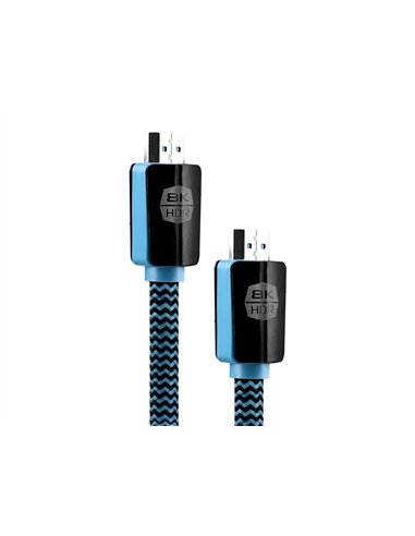 Cable t'nb hdmi male/male 19+1 broches hd ready 2,1,8k cable 2m coloris noir / bleu.