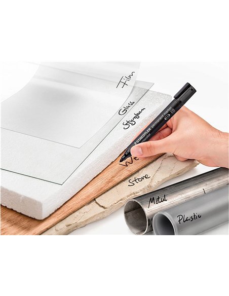 Marqueur staedtler permanent dry safe 352 lumocolor pointe ogive 2mm assortie etui de 4.